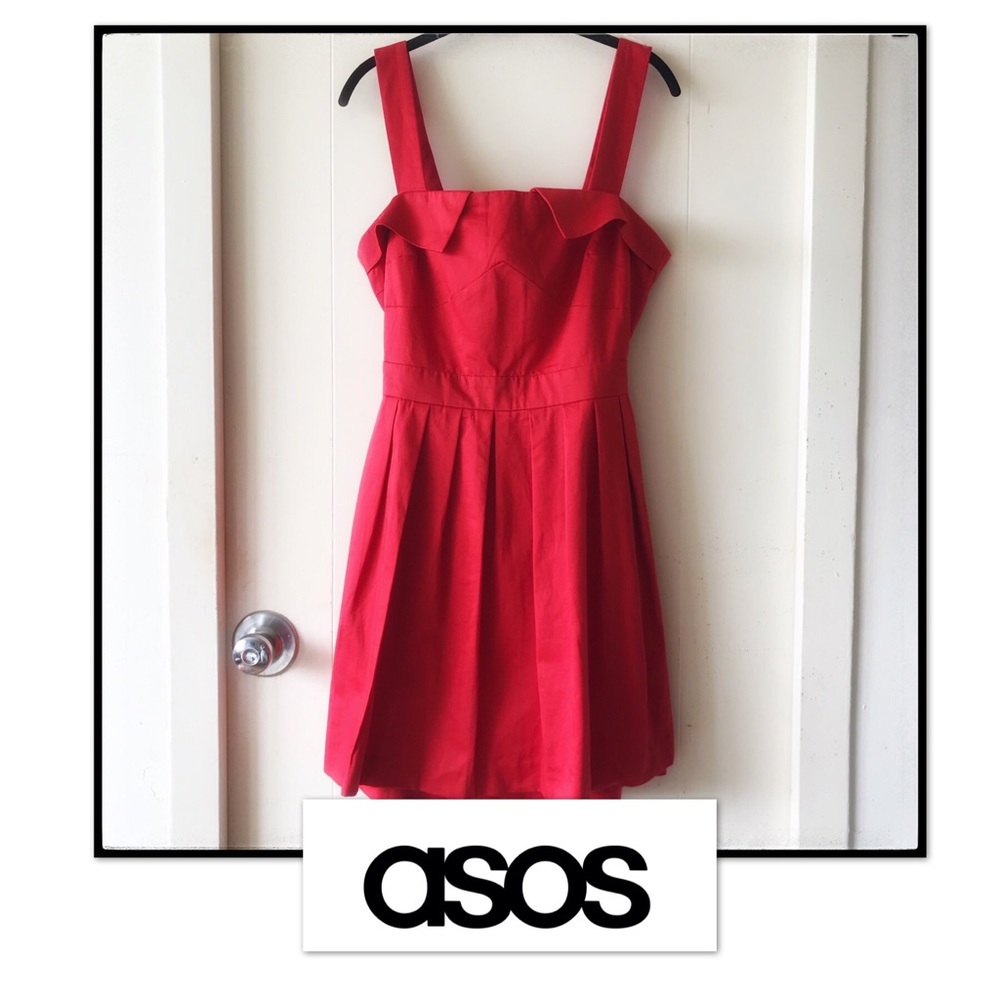 NWOT. Red Square Neck Open Back Mini Dress